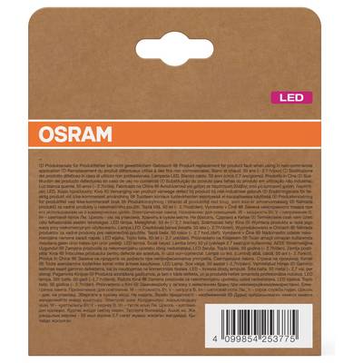 OSRAM LED product packaging, brown box with orange brand band and barcode label at the bottom.