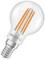 A transparent light bulb with orange filament stripes, marked with 'Osram', against a white background.