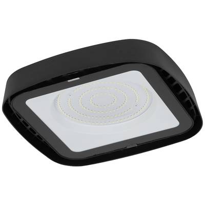 A black ceiling spotlight with a circular, white LED light in the centre, suitable for illuminating interior spaces.