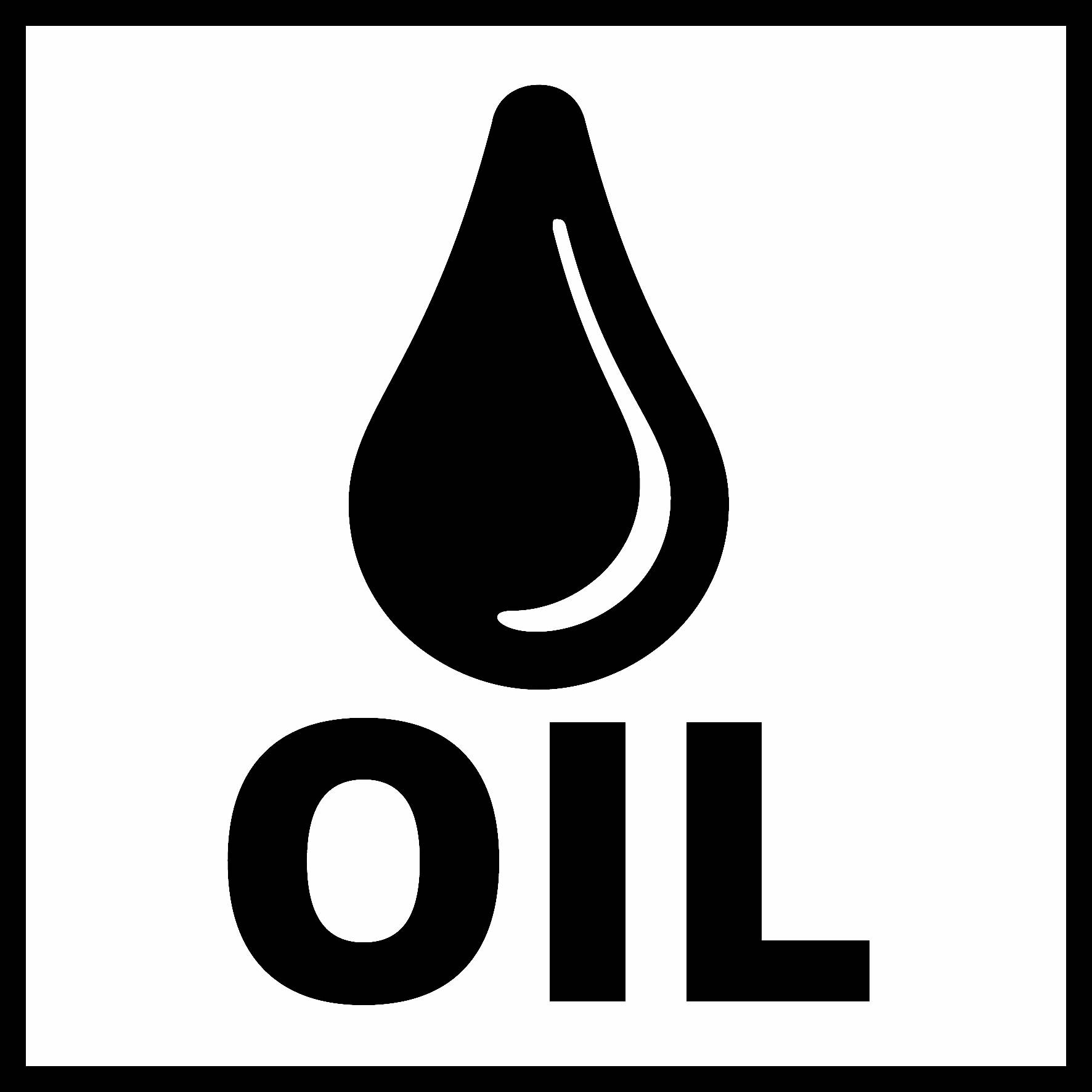 'Pictogram of an oil droplet silhouette above the word "OIL".'