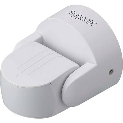 A white Sygonix motion sensor, suitable for wall mounting.