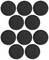 Ten black foam balls arranged in an arrow shape on a white background.