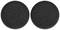Two black, round foam microphone covers side by side, on a white background.