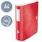 Red A4 ring binder, suitable for up to 500 sheets, with geometric pattern and closure tab. Ideal for office supplies.