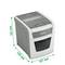 A Leitz paper shredder, IQ Office model, in grey and white. Dimensions: 364 mm x 430 mm x 407 mm. Suitable for the office.