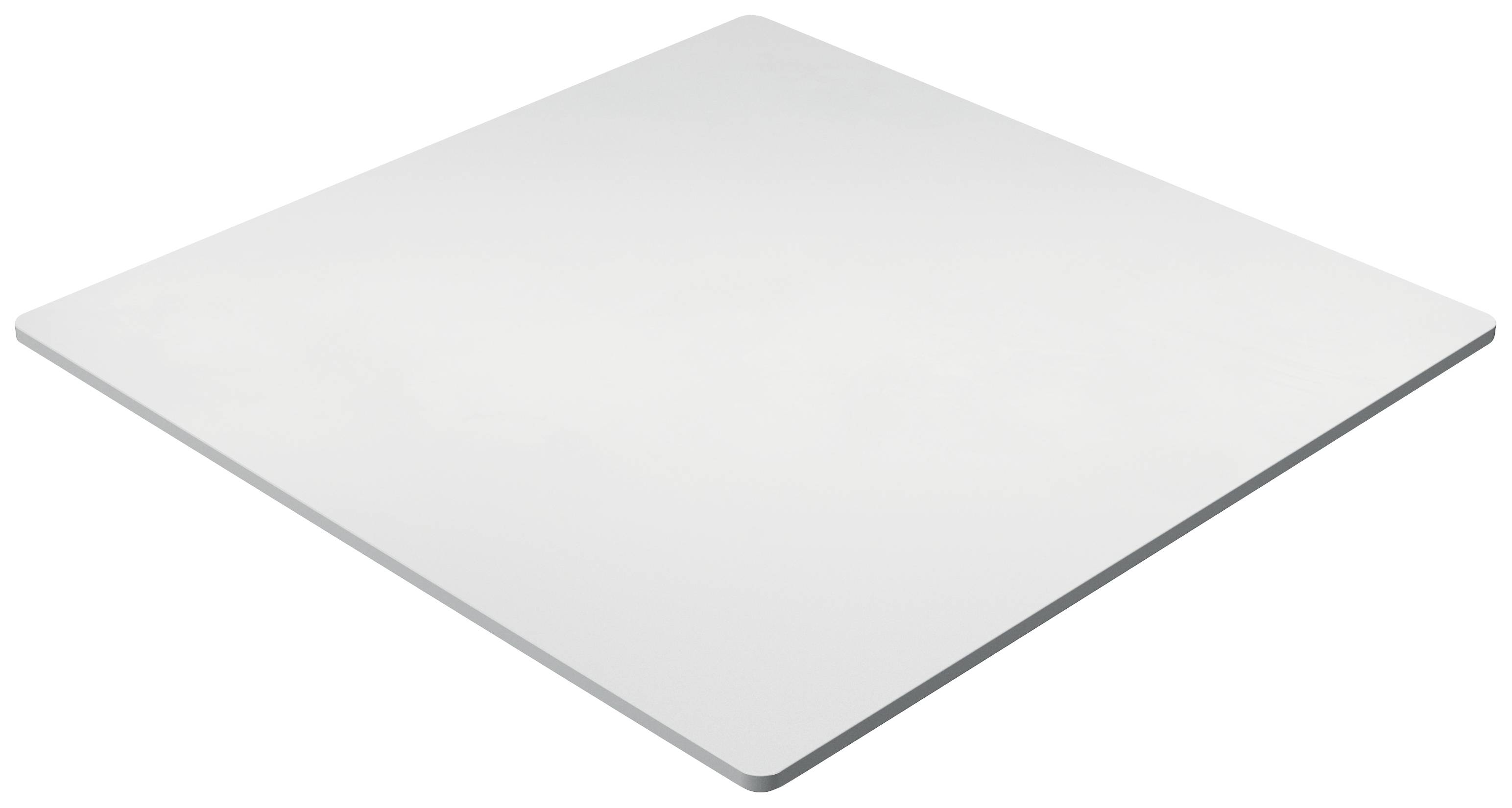 A white square tray with slightly rounded corners and a smooth surface.