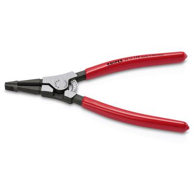 Red pliers with black handle and 'KNIPEX' logo. Tools for gripping and bending. Origin: Germany.