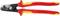 Insulated wire cutters with red and yellow handles. The inscription indicates voltage resistance of 1000V, along with dimensions and usage limitations.