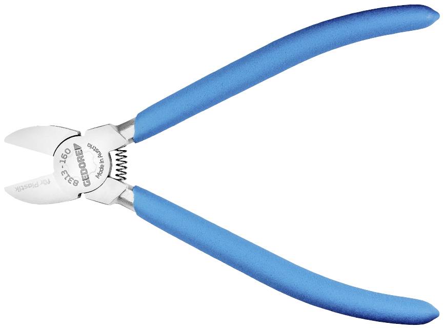 Wire cutters with blue handles, suitable for cutting wires.