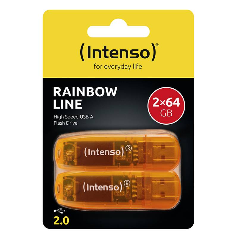 Intenso 64GB Rainbow Line double pack USB stick Retail 64 GB Orange 3502492 USB type A