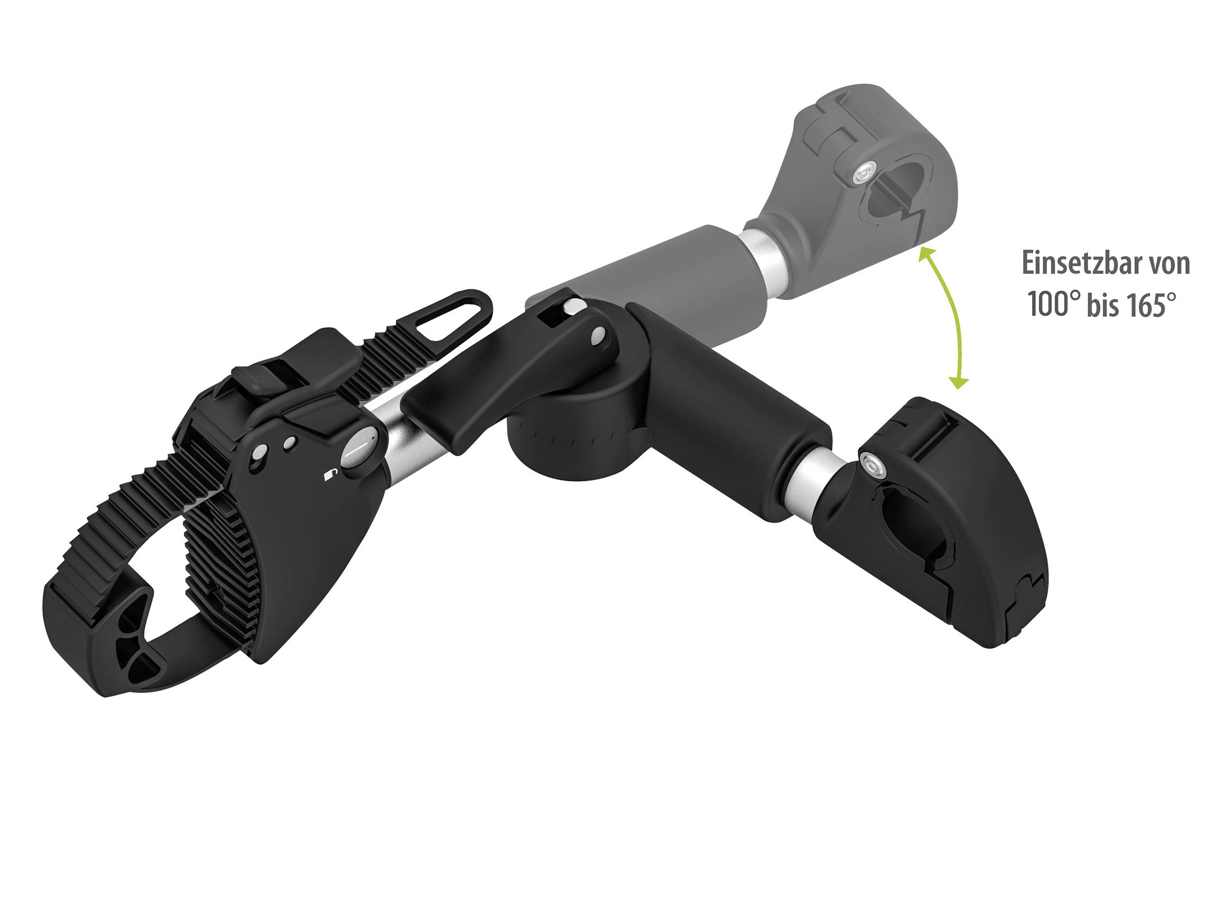 An adjustable joint for prosthetics, usable at angles between 100° and 165°, with adjustable and screwable components.