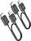 Two black USB and HDMI cables with rectangular plugs and brand logos. They are positioned side by side.