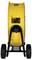Yellow DeWalt upright wheeled air compressor with large black tires, shown from the back on a white background.