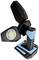 A portable LED work light with a rotatable head and blue-black housing, perfect for versatile lighting situations.