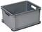 Grey, rectangular plastic storage box with integrated side handles, perfect for storing and organising items.