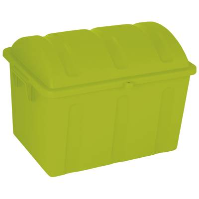 A large, rectangular, yellow plastic container with a lid, suitable for storage or as a storage box.
