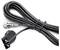 Long, coiled black cable with a metallic plug connector and a mounting element. Used for electronic connections.