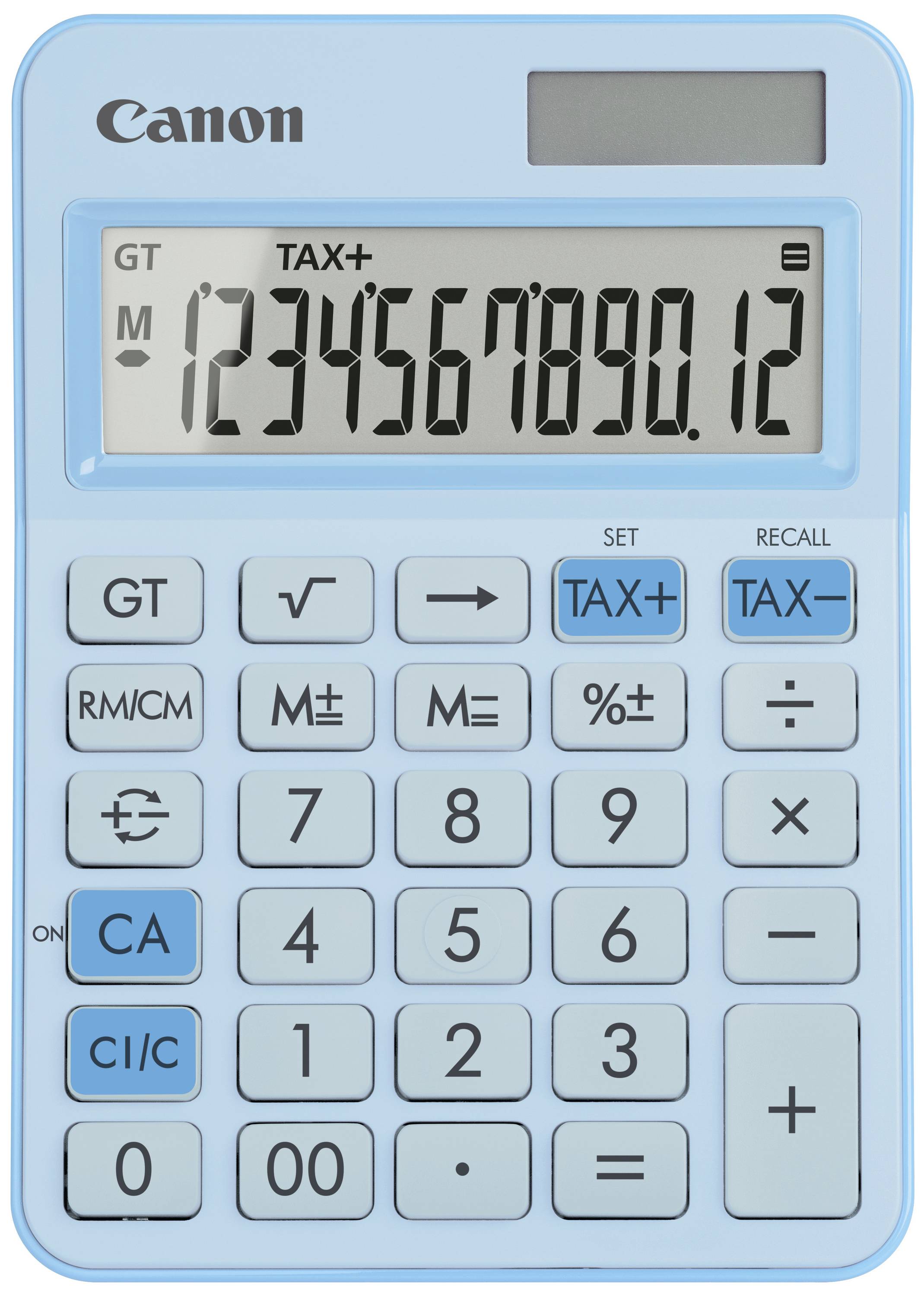 Canon LS-125KB-PBL Pocket calculator Pastel blue Display (digits): 12 battery-powered, solar-powered (L x W x H) 147 x 106 x 25 mm