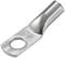 Metal cable lug with a hole for securing and a shaft for inserting electrical conductors.