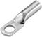 Metallic cable lug with a round hole for attachment to electrical cables.