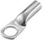 Aluminium cable lug for electrical connections. Cylindrical body with a flat mounting hole for secure cable installation.