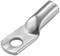 Metal cable clamp with a hole for fastening, cylindrical in shape, used for connecting electrical cables.