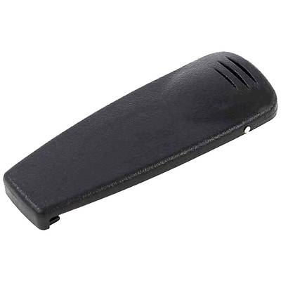 A black, rectangular device with slightly bevelled edges and ventilation slots at one end, possibly a remote control housing.