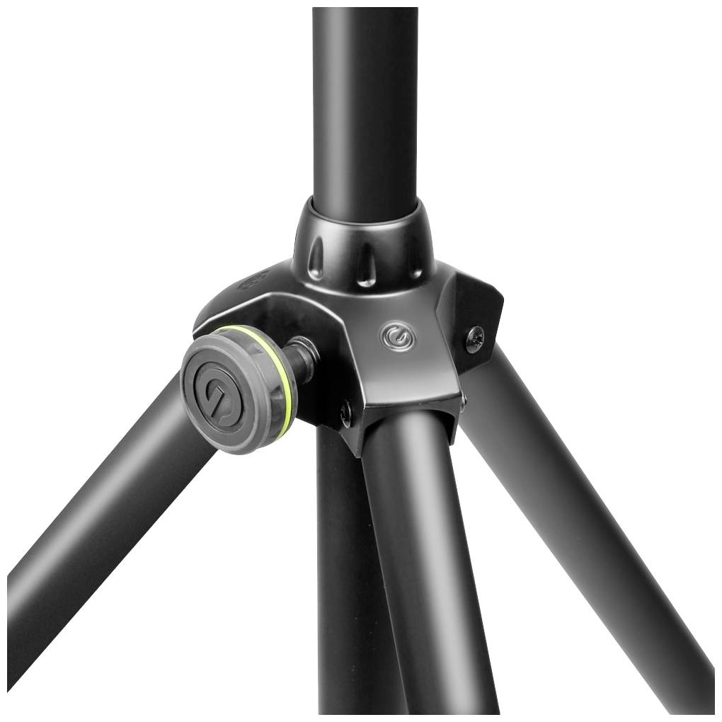 A black tripod with a fixed, stable base and adjustable legs, ideal for cameras or lighting.