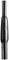 A metallic rod with a smooth surface and a simplified coat of arms in the centre, which might indicate branding or a specific function.