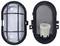 'Oval Wall Light', closed on the left with a grille, open on the right with visible socket, black and white cover.