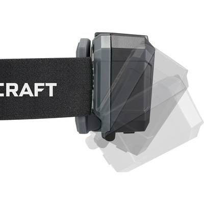A black head torch with a pivoting lamp head to enable freedom of movement. The strap displays the 'CRAFT' logo.