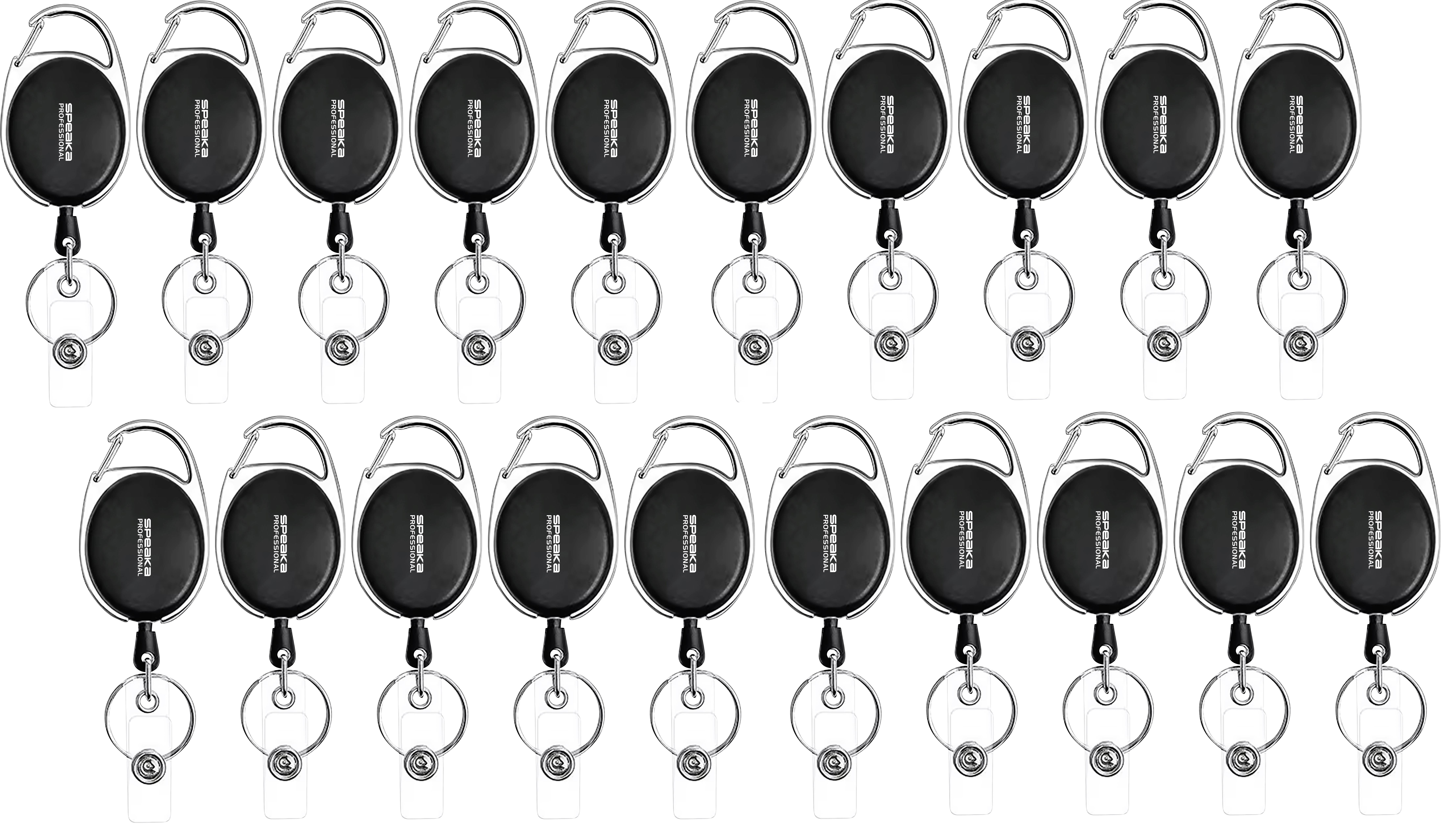 SpeaKa Professional SP-12886348 Yoyo badge holder (L x W) 55 mm x 36 mm Loop, Clip 20 pc(s)
