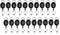 A set of 20 black ID badge reels with carabiner hooks and clips, perfect for attaching keys or ID badges.