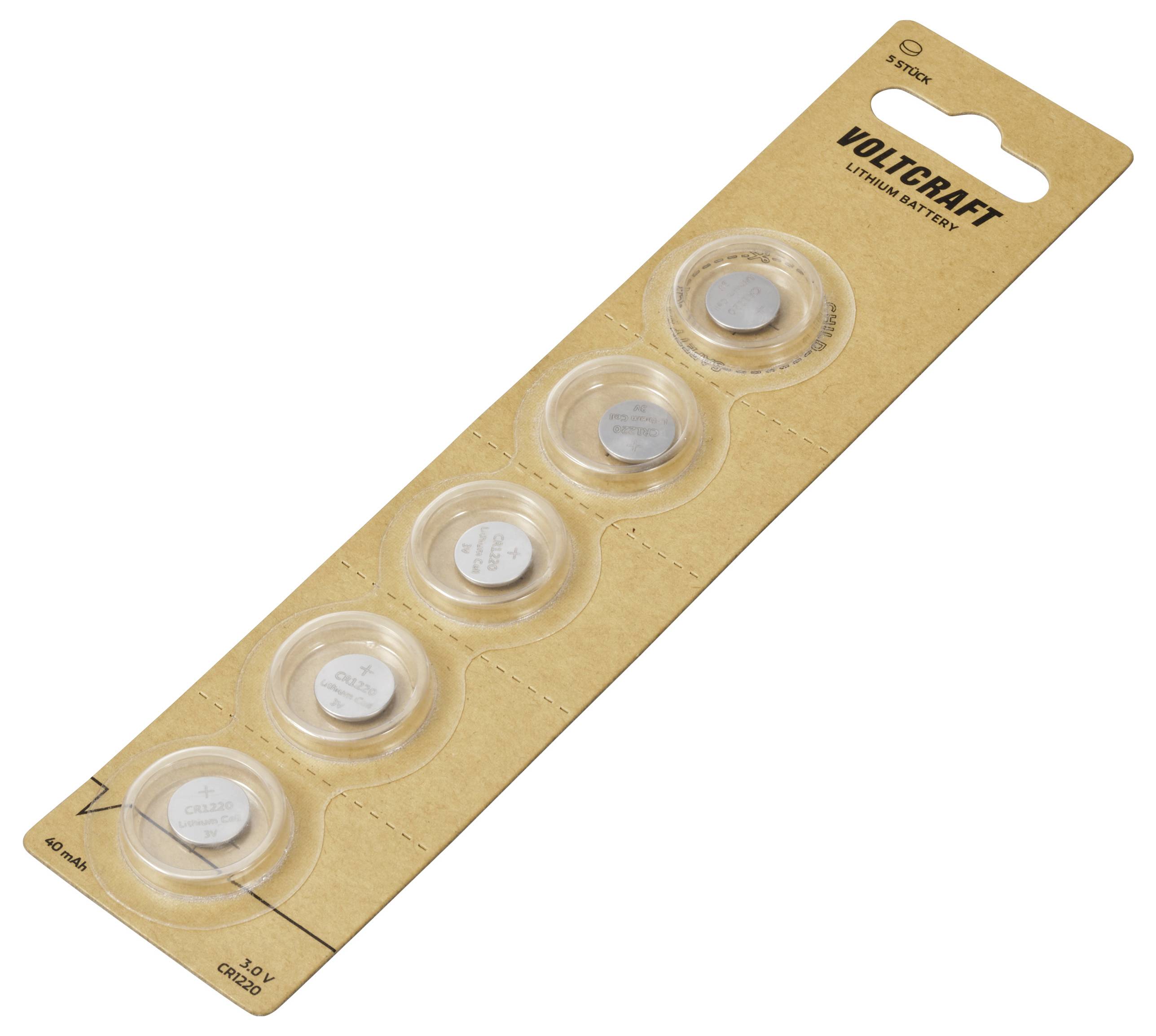 VOLTCRAFT Button cell CR 1220 3 V 5 pc(s) 40 mAh Lithium VC-16107970