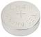 Silver button cell battery with the inscription 'LR43', '0% Hg CELL'.