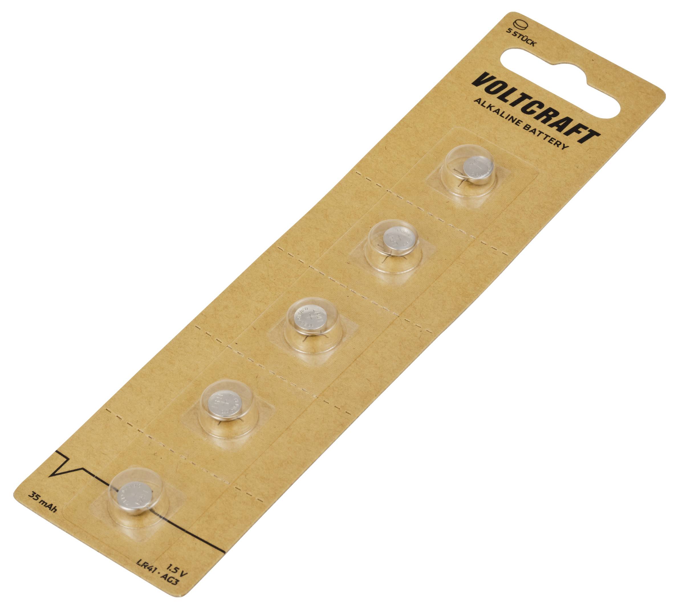 VOLTCRAFT Button cell LR41 1.5 V 5 pc(s) 35 mAh Alkali-manganese VC-16108020