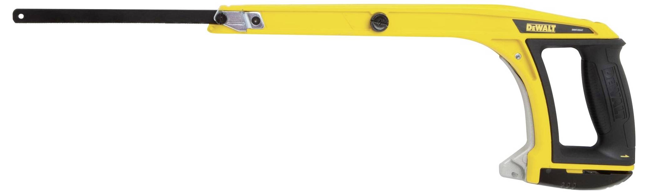 Metal cutting hacksaw in a yellow frame with a black handle. Perfect for DIY projects.