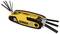 A yellow and black multi-functional tool by DeWalt with foldout Allen keys of various sizes.
