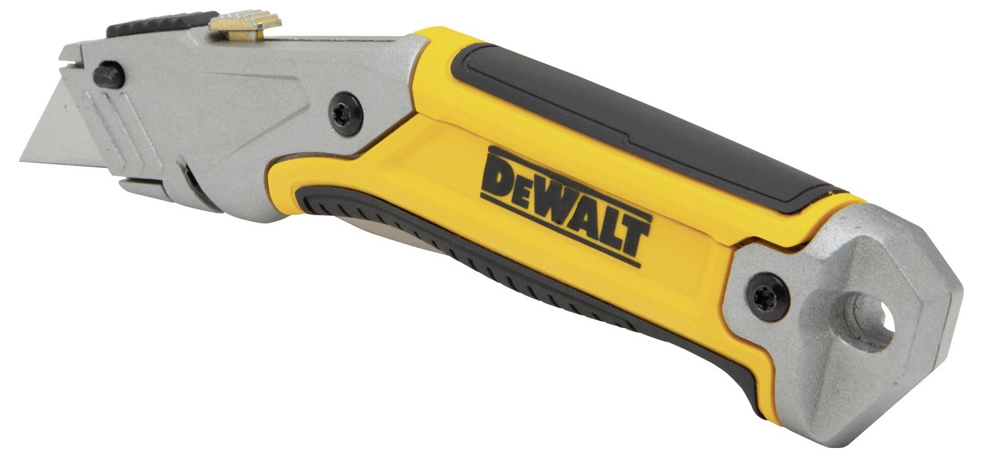 A yellow and black carpet knife with the 'DEWALT' logo on the side, suitable for cutting work.