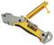 A yellow and grey universal knife with an open blade and a black handle. The 'DEWALT' brand is visible.