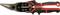 Metal shears with red and black handle, suitable for cutting metals.