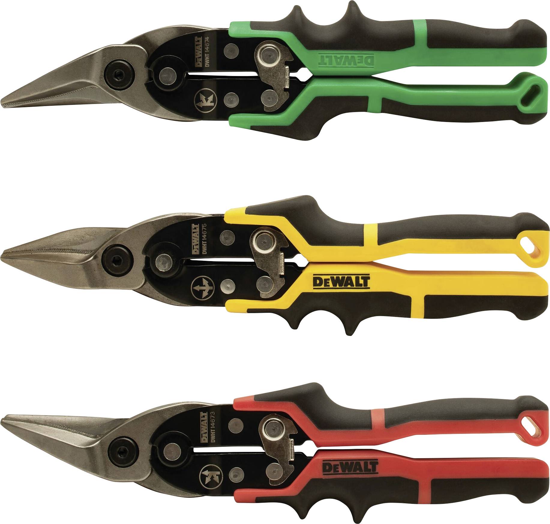 DEWALT Plate shears ergo set of 3 straight (yellow), left (red), right (green) DWHT14676-0