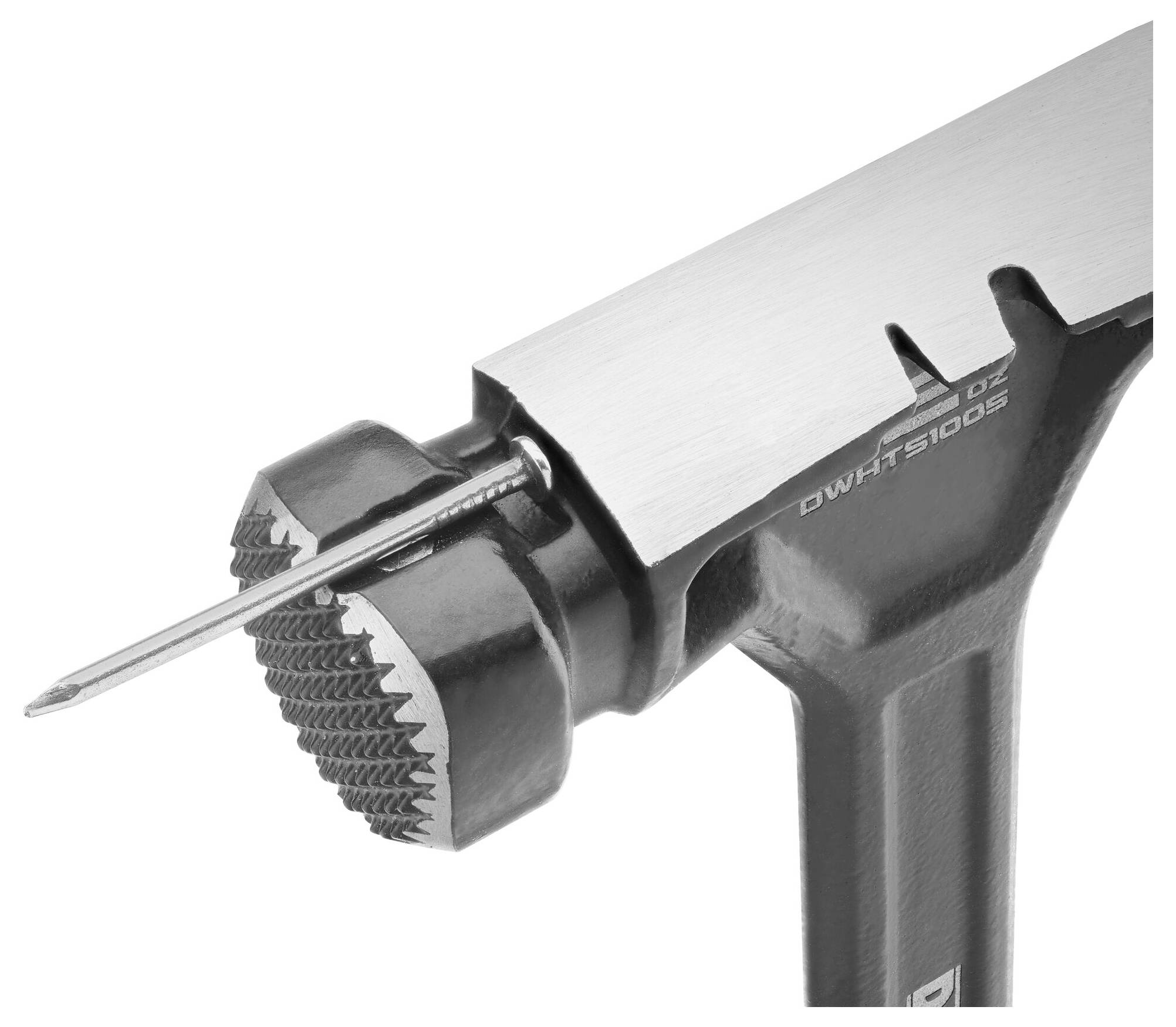 Boring tool with a long, thin drill bit, mounted laterally, showing technical details and material composition.