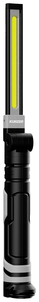 A black LED torch with a long, yellow illumination strip, suitable for targeted lighting in dark areas.