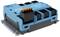 An electrical component, likely a relay module, with multiple black and orange connectors on a blue base.