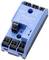 A blue electric switching relay with multiple connection terminals. Designed for industrial applications to control electrical circuits.