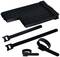 Black hook and loop cable ties in various lengths and designs on a white background, suitable for cable management.