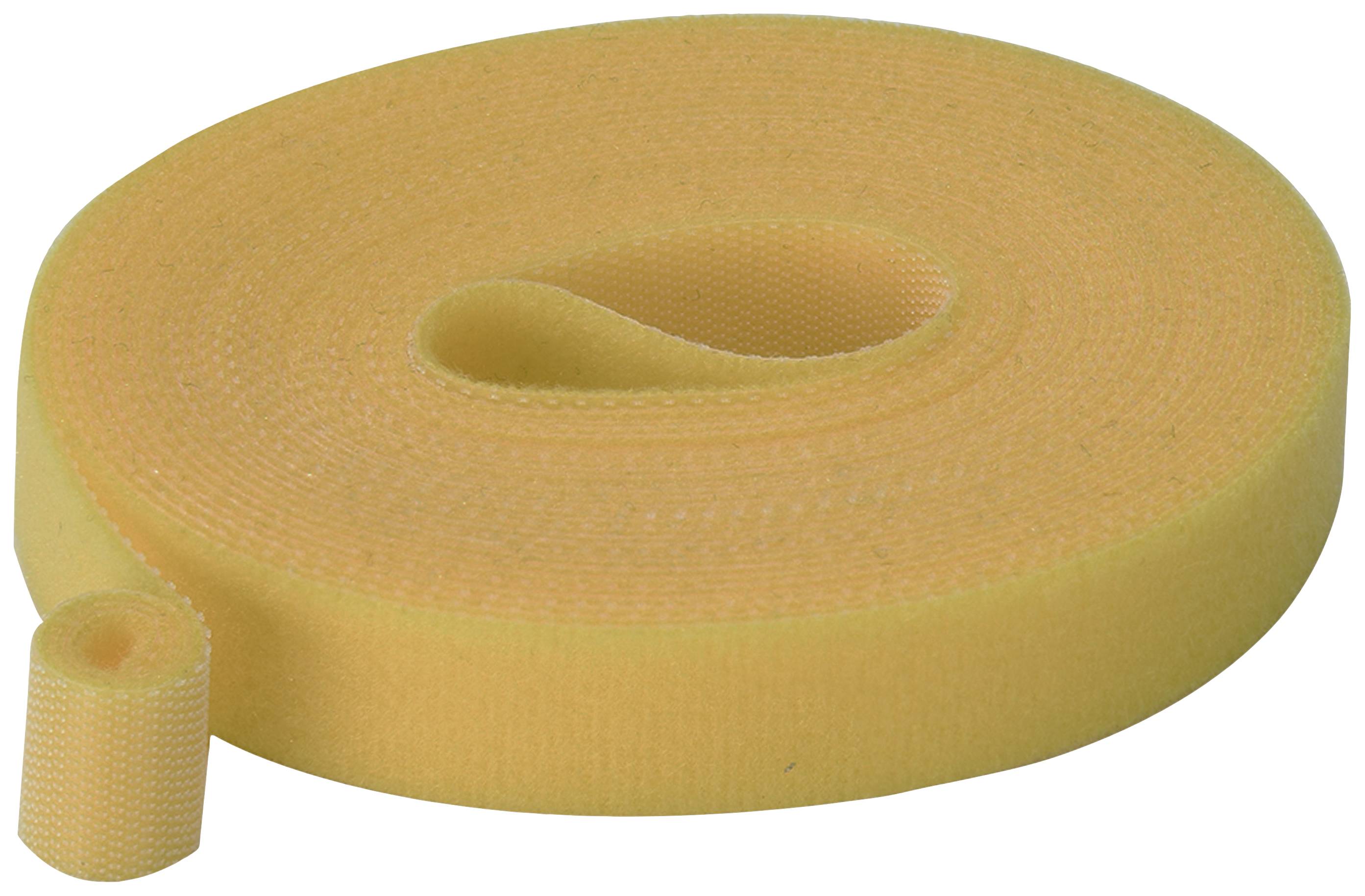 TRU COMPONENTS T24CA063 Hook-and-loop tape for bundling Hook and loop pad (L x W) 5 m x 15 mm Yellow 5 m