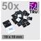 '50 black cable clips with 3M adhesive strips, 19 x 19 mm, TRU COMPONENTS logo top right'