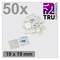 50 self-adhesive cable clips, 19 x 19 mm, shown alongside the TRU Components logo.